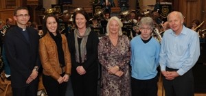 At the Evening of Music and Hymns at St Columba's are L to R: Rev Stephen McElhinney, Judith Anderson (soloist), Ann Bloomfield (conductor) and event organisers Jennifer Connor, Adrian Sproule and Jim Hamilton.